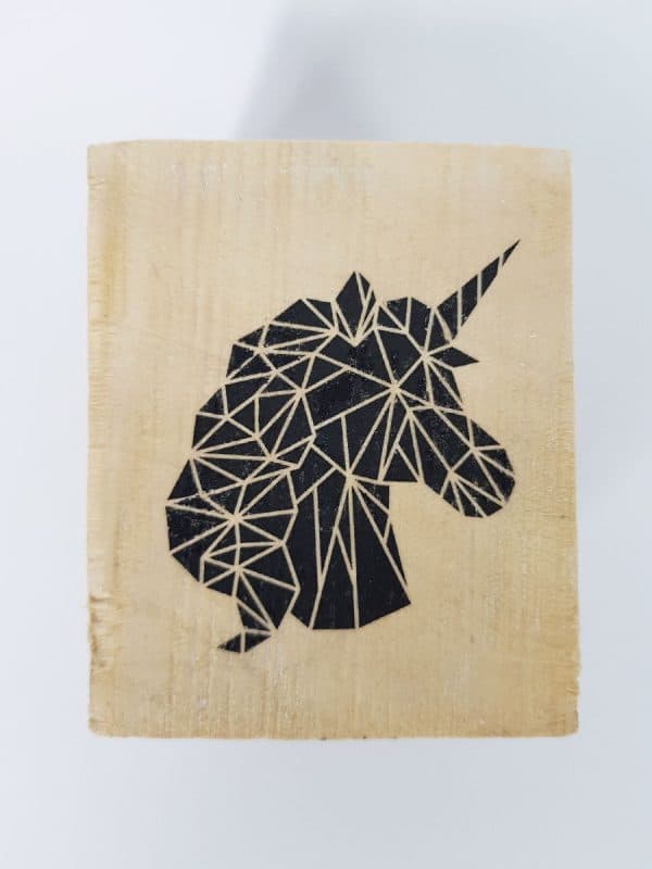 Bougeoir en cube de palette motif Licorne