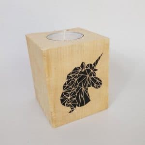 Bougeoir – Cube de Palette Motif Licorne