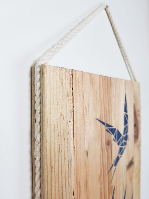 Tableau-palette-motif-Hirondelle-Origami-Bleu