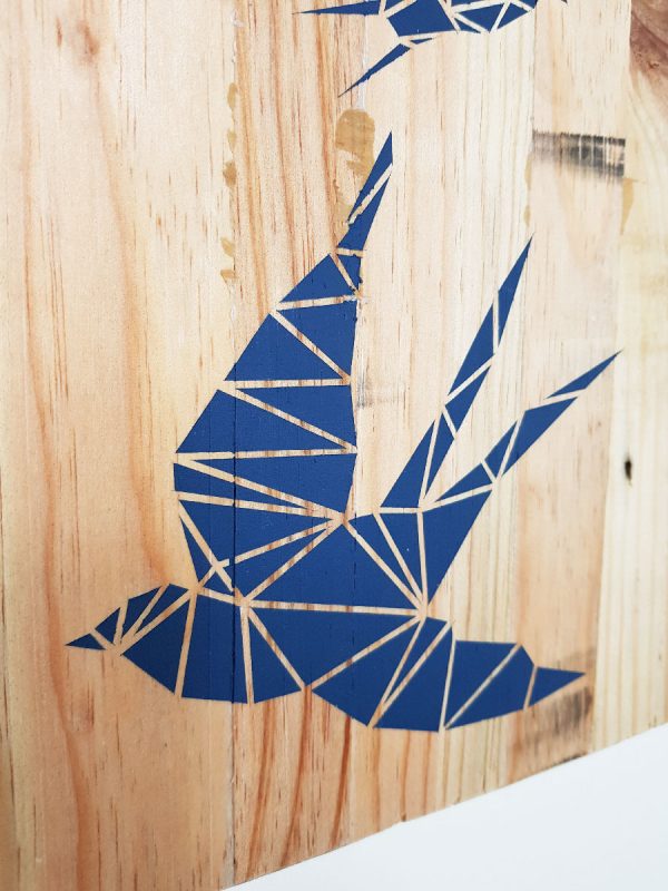 Tableau-palette-motif-Hirondelle-Origami-Bleu